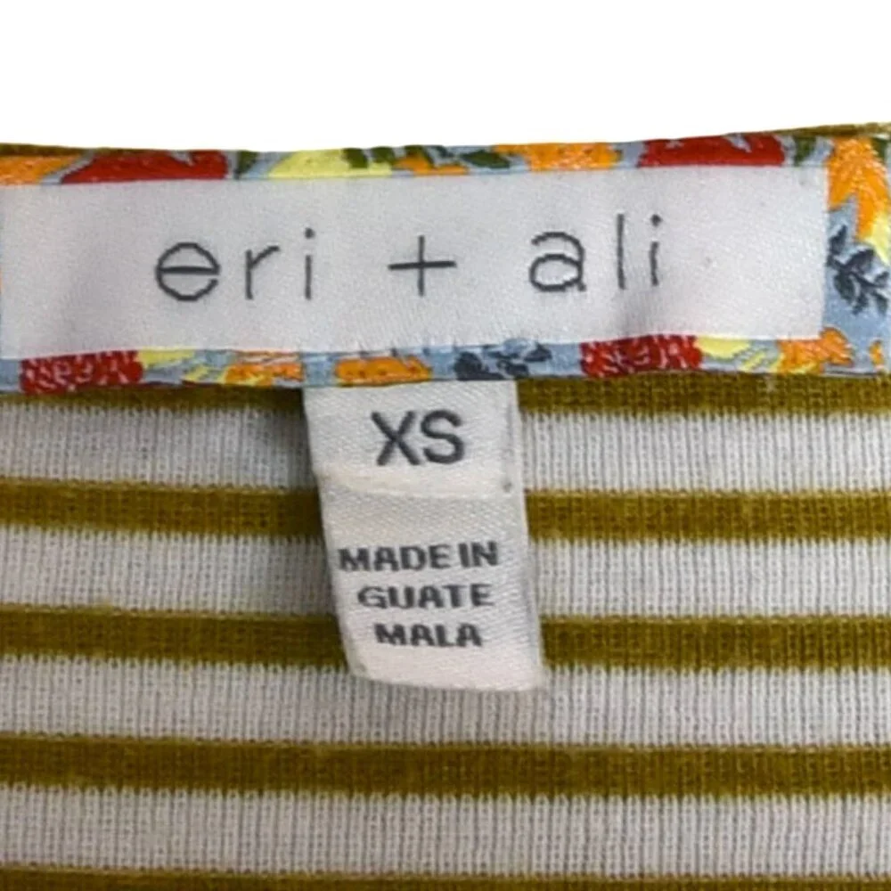 Eri + Ali Striped Puff Sleeve Top XS Cottagecore Preppy